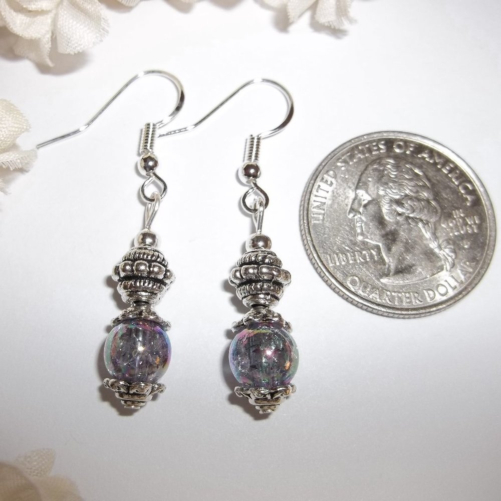 Funky Purple Beaded Earring Set Handmade NWT 4146 - Picture 2 of 7